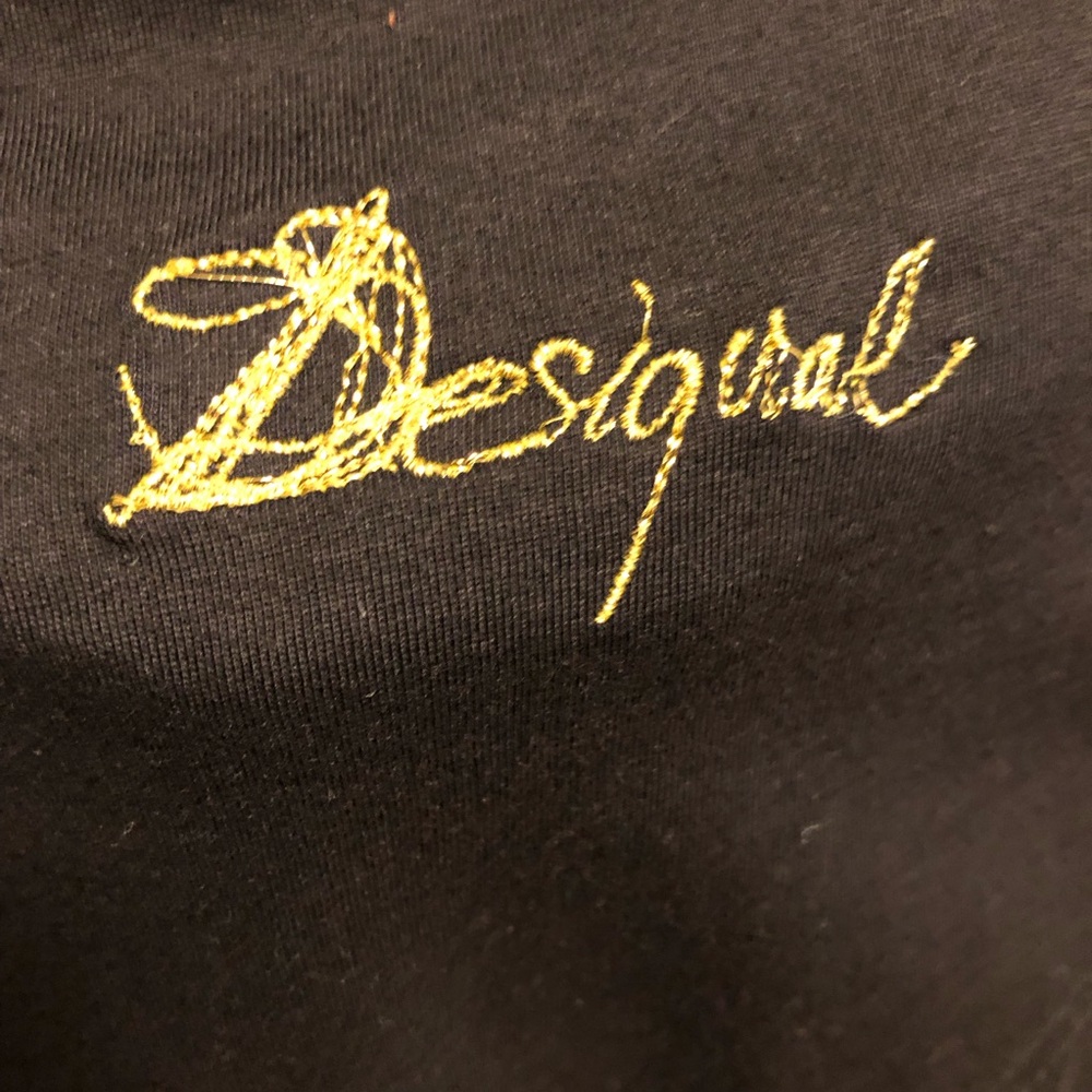 Desigual Dress Black Long Sleeved with Red Satin Applique Flowers Cotton M - Picture 8 of 13